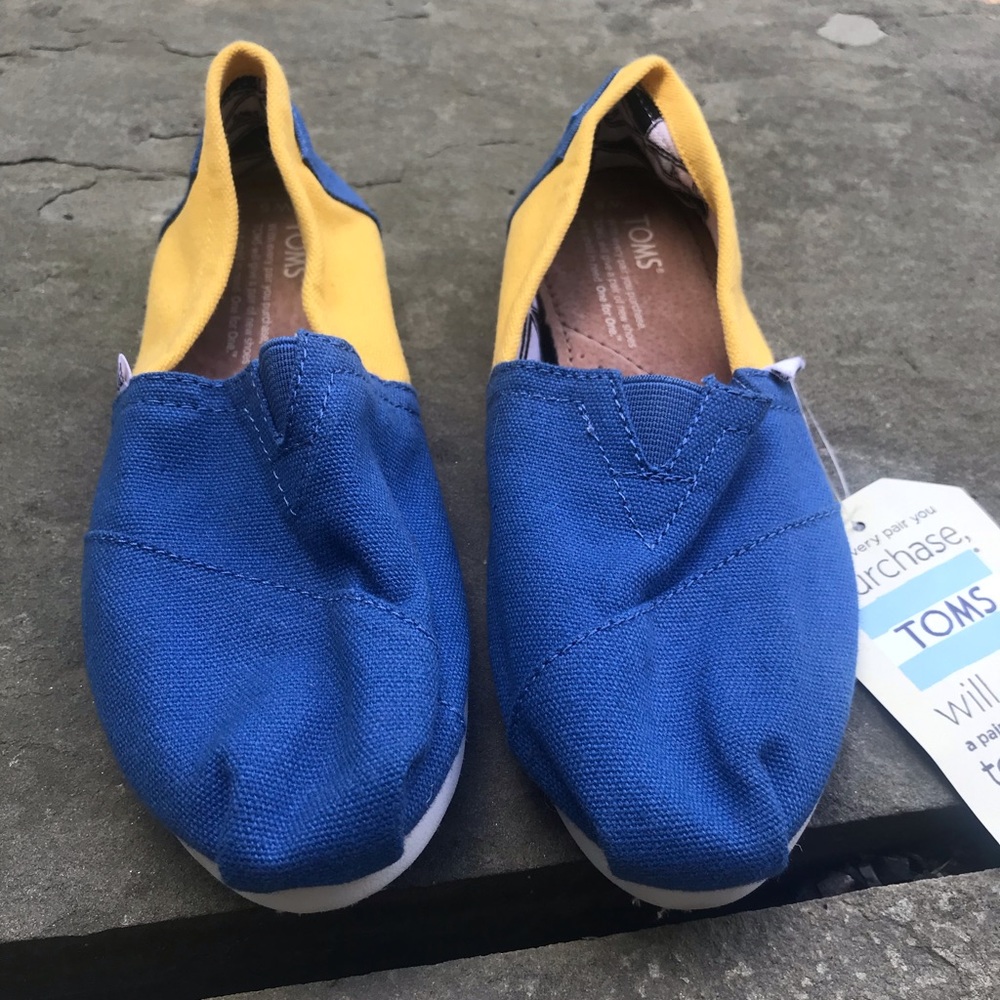 Blue and yellow TOMS never worn